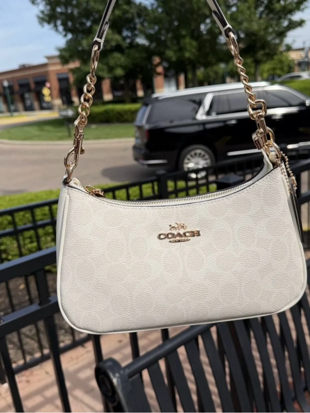 Coach Chalk Logo Mini Shoulder Bag with Gold Hardware